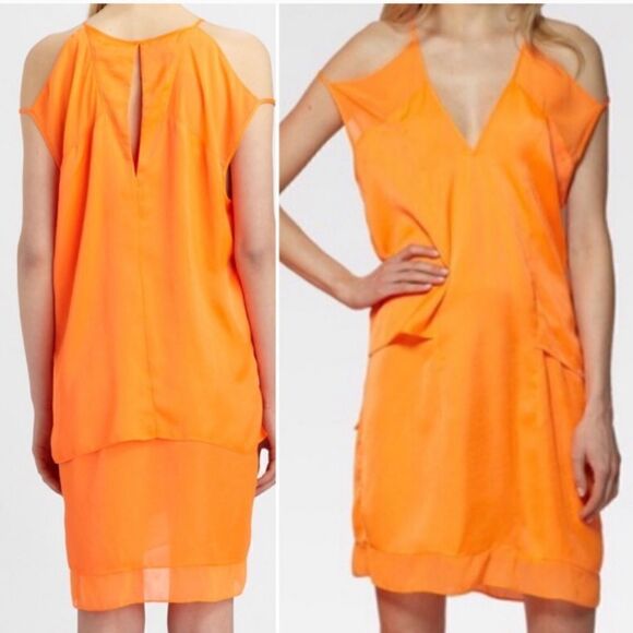 Helmut Lang Dress Chroma Drape cutout mesh details color sunburn Orange bright 4 - Picture 12 of 12